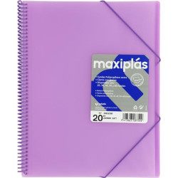 (39832095) GRAFOPLÁS CARPETA CON FUNDAS MAXIPLÁS ESPIRAL A4 20 FUNDAS C/SOBRE PP RÍGIDO TRANSLÚCIDO LAVANDA SOFT