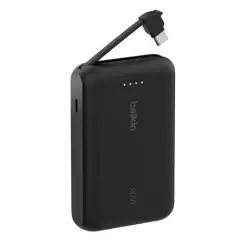 (BPB021HQBK) BELKIN CARGADOR POWER BANK 10K MAH 1 USB-C C/ CABLE INTEGRADO USB-C NEGRO