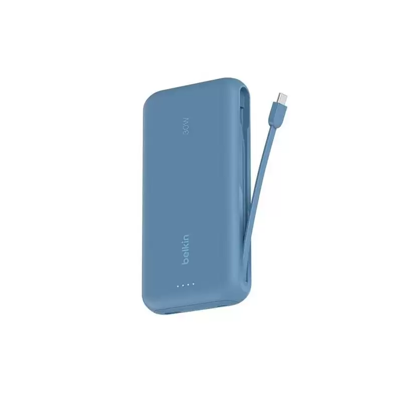 (BPB024HQBL) BELKIN CARGADOR POWER BANK 20K MAH 1 USB-A Y 1 USB-C C/ CABLE INTEGRADO USB-C AZUL