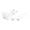 (WCA008KQ1MWH-B6) BELKIN CARGADOR PARED USB-C + CABLE USB-C A USB-C 30W BLANCO
