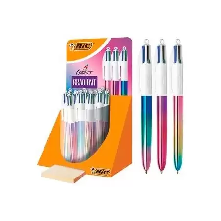 (511031) BIC BOLÍGRAFO 4 COLORES GRADIENT CUERPO BLANCO/MULTICOLOR SURTIDOS EXPOSITOR 30 UD
