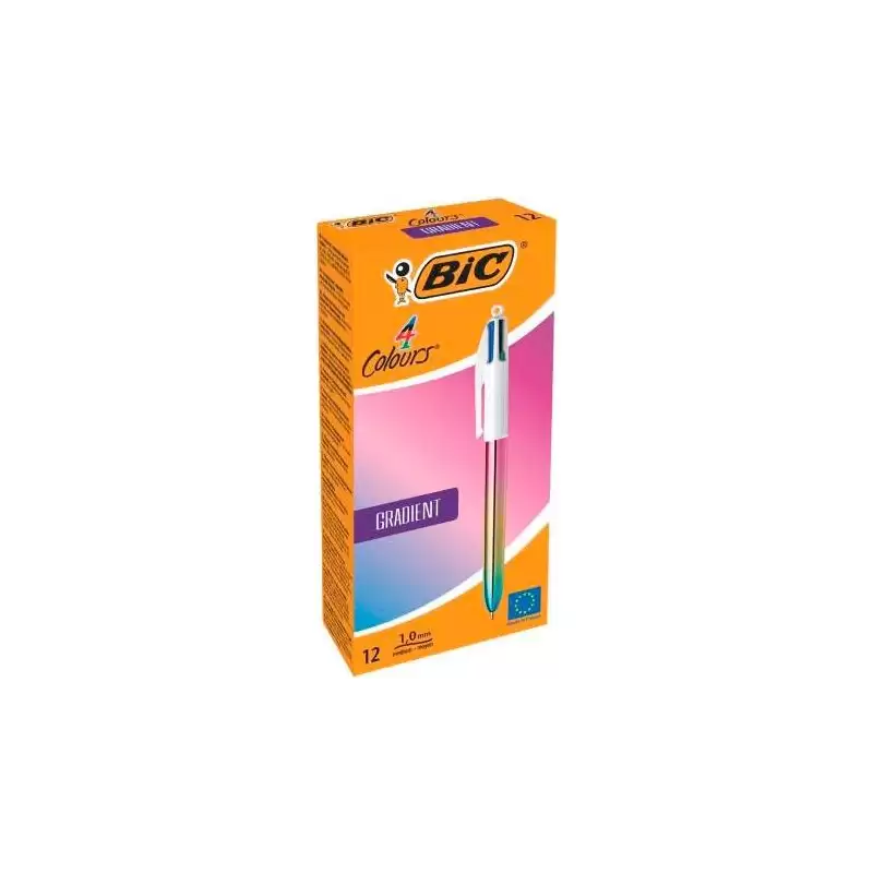 (511034) BIC BOLÍGRAFO 4 COLORES GRADIENT CUERPO BLANCO/MULTICOLOR CAJA 12 UD
