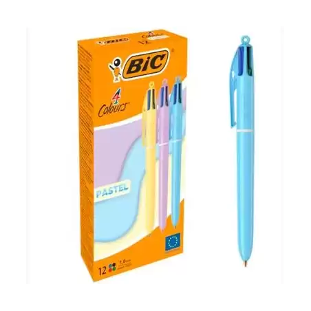 (517320) BIC BOLÍGRAFO 4 COLORES CUERPO PASTEL SURTIDOS CAJA 12 UD