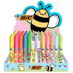 (529660) BIC BOLÍGRAFOS 4 COLORES DISEÑO + MARCADORES HIGHLIGHTER SURTIDOS EXPOSITOR 144 UD