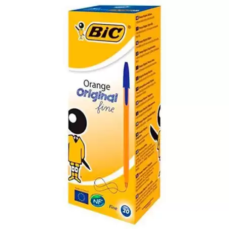 (8099221) BIC BOLÍGRAFO NARANJA ORIGINAL FINE AZUL CAJA 20 UD