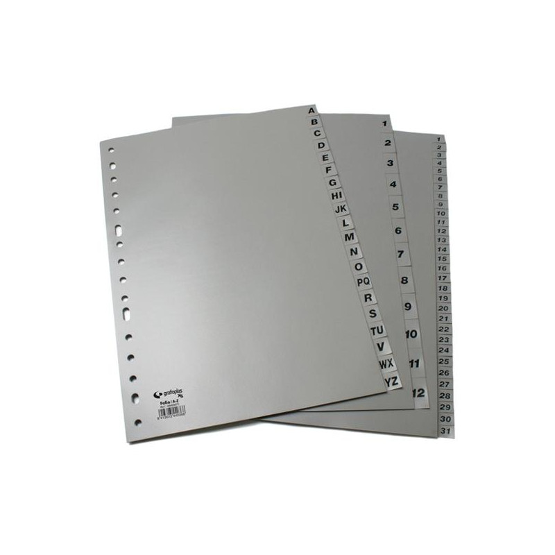 (44409071) GRAFOPLÁS JUEGO DE ABECEDARIO FOLIO 16 TALADROS PP OPACO GRIS