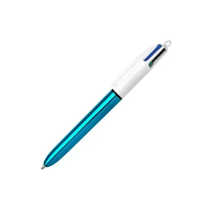 (982874) BIC BOLÍGRAFO 4 COLORES SHINE SILVER CUERPO BLANCO/AZUL METÁLICO CAJA 12 UD