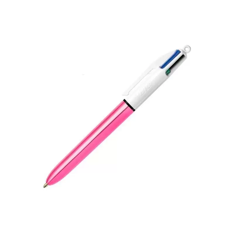(982875) BIC BOLÍGRAFO 4 COLORES SHINE SILVER CUERPO BLANCO/ROSA METÁLICO CAJA 12 UD
