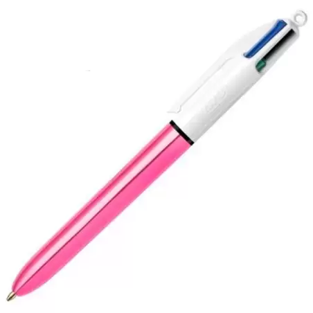 (982875) BIC BOLÍGRAFO 4 COLORES SHINE SILVER CUERPO BLANCO/ROSA METÁLICO CAJA 12 UD