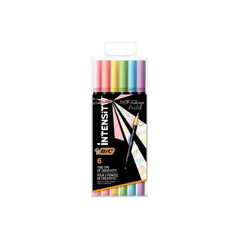 (503826) BIC ROTULADOR INTENSITY TIP FELT PENS PUNTA FINA/PINCEL C/SURTIDOS PASTEL BLÍSTER 6 UD