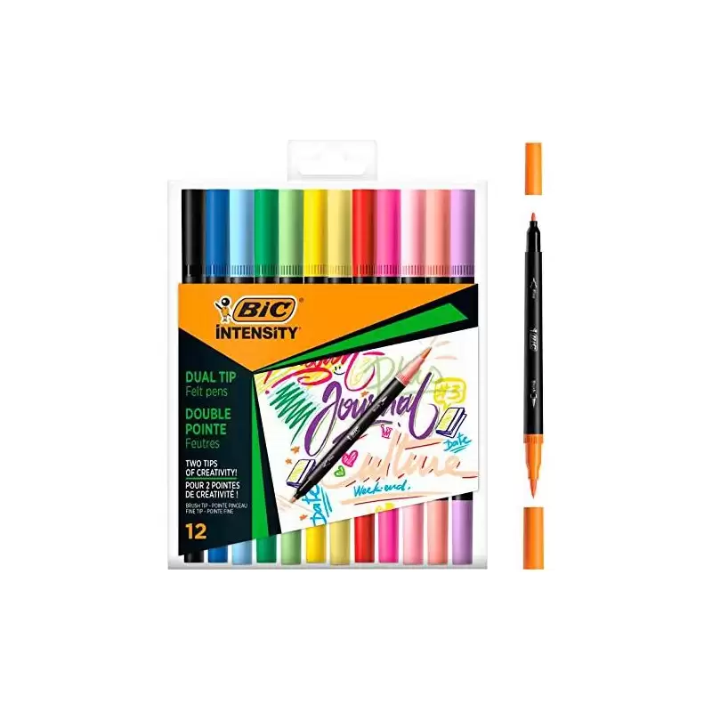 (503847) BIC ROTULADOR INTENSITY TIP FELT PENS PUNTA FINA/PINCEL C/SURTIDOS MIXTOS BLÍSTER 12 UD
