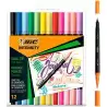 (503847) BIC ROTULADOR INTENSITY TIP FELT PENS PUNTA FINA/PINCEL C/SURTIDOS MIXTOS BLÍSTER 12 UD