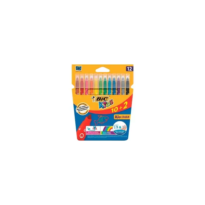 (9202942) BIC ROTULADORES BIC KIDS COLOREUR 10+2 PUNTA MEDIA SURTIDOS