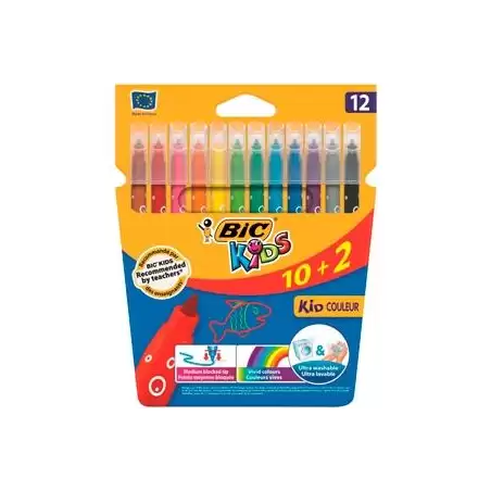 (9202942) BIC ROTULADORES BIC KIDS COLOREUR 10+2 PUNTA MEDIA SURTIDOS
