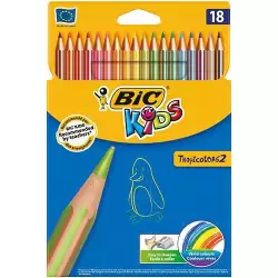 (9375172) BIC LÁPICES DE COLORES KIDS TROPICOLORS C/SURTIDOS ESTUCHE 18 UD