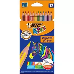 (9505222) BIC LÁPICES DE COLORES KIDS EVOLUTION STRIPES C/SURTIDOS ESTUCHE 12 UD