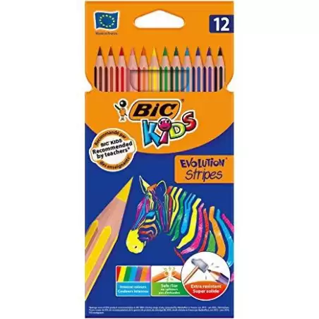 (9505222) BIC LÁPICES DE COLORES KIDS EVOLUTION STRIPES C/SURTIDOS ESTUCHE 12 UD