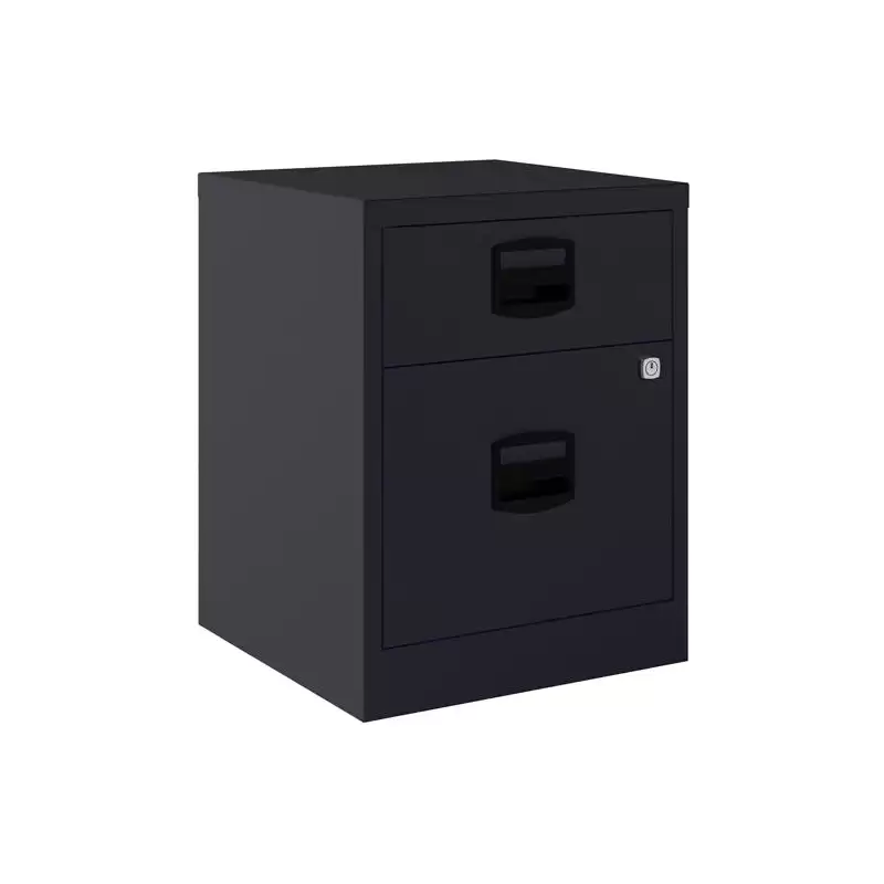 (PFAM1S1F-AV1) BISLEY CAJONERAS METALICAS 1 CAJÓN PERSONAL + 1 CAJÓN ARCHIVO A4 MÓVIL FONDO 40CM ANTRACITA ( MONTADO)