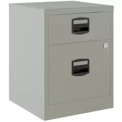 (PFAM1S1F-V7) BISLEY CAJONERAS METALICAS 1 CAJÓN PERSONAL + 1 CAJÓN ARCHIVO A4 MÓVIL FONDO 40CM GRIS ( MONTADO)