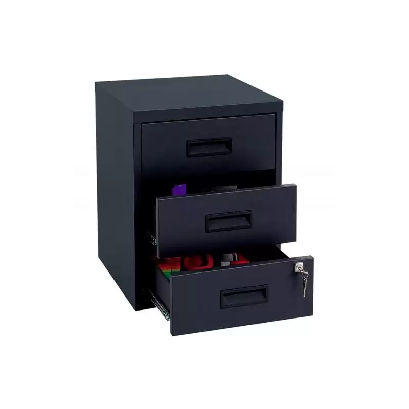 (PFAM3S-AV1) BISLEY CAJONERA METÁLICA 3 CAJONES 40X51X40 CM (ANCHO X ALTO X FONDO) CON RUEDAS ANTRACITA (MONTADO)