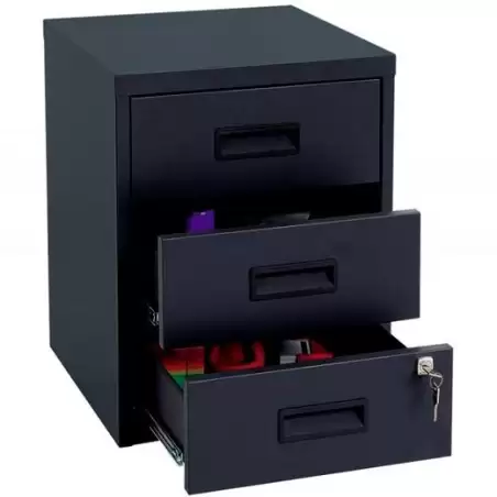 (PFAM3S-AV1) BISLEY CAJONERA METÁLICA 3 CAJONES 40X51X40 CM (ANCHO X ALTO X FONDO) CON RUEDAS ANTRACITA (MONTADO)