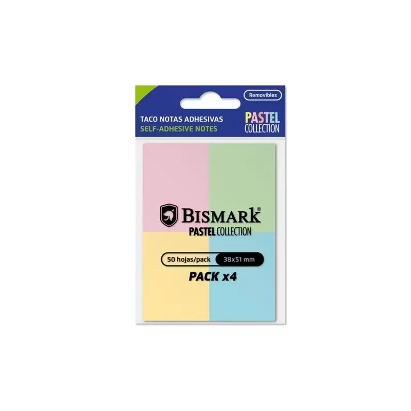 (921090) BISMARK TACO DE NOTAS ADHESIVAS 50H 38X51 COLORES PASTEL