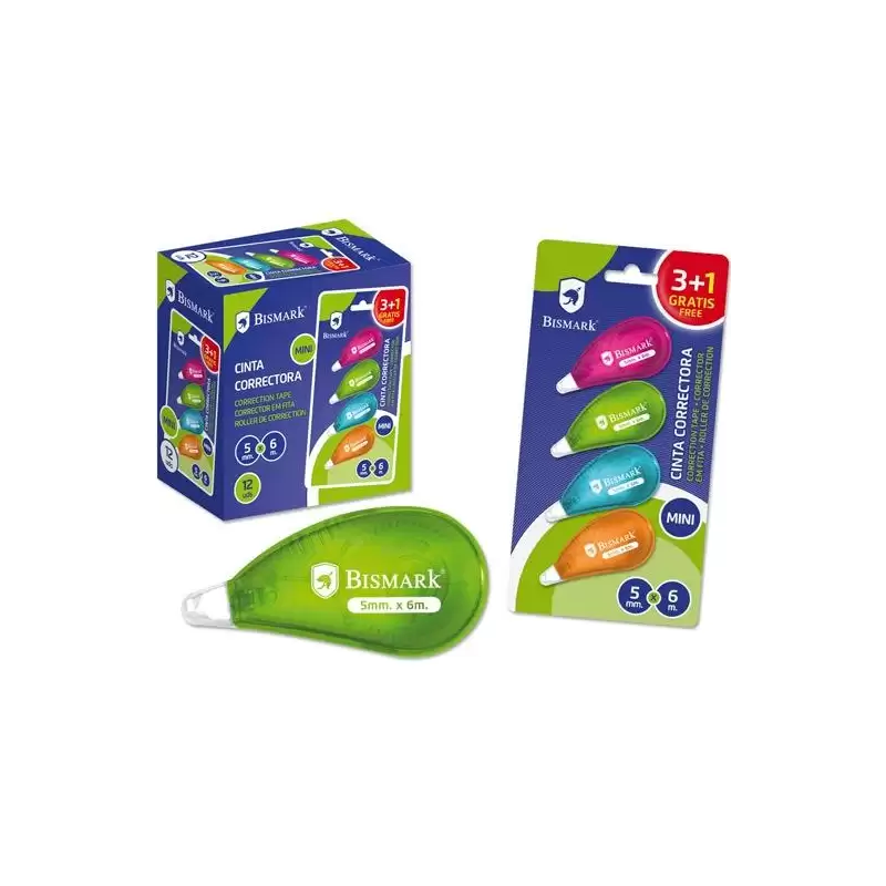 (325762) BISMARK CINTA CORRECTORA MINI 5MMX6M NEÓN -BLISTER-