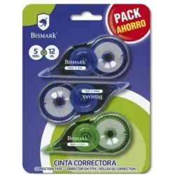(328210) BISMARK CINTA CORRECTORA 5MMX12M PACK AHORRO BLISTER 3 UNIDADES