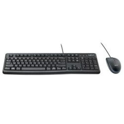 (920-002550) LOGITECH COMBO TECLADO ESTÁNDAR + RATÓN DESKTOP MK120 CABLE USB ANTISALPICADURAS QWERTY ESPAÑOL NEGRO