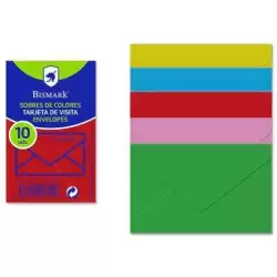 (327119) BISMARK SOBRE DE PAPEL 90GR 76X120MM COLORES 10 SOBRES SURTIDOS