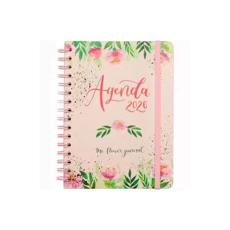 (770300126) FINOCAM AGENDA ESPIRAL THE FLOWER JOURNAL E10-155X212MM SVH TAPA DURA ROSA 2026