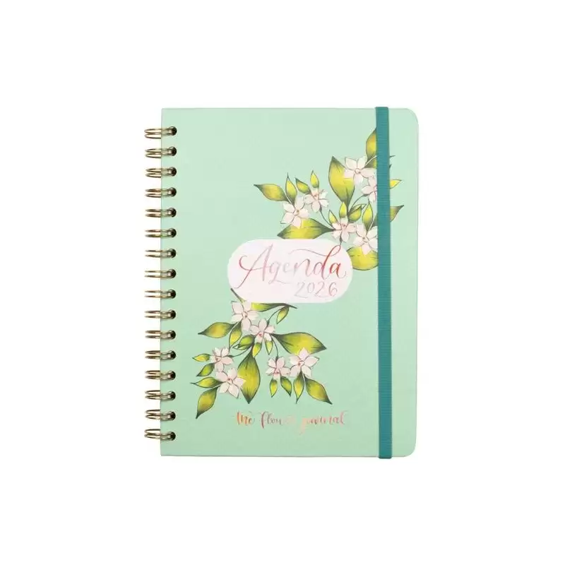 (770300226) FINOCAM AGENDA ESPIRAL THE FLOWER JOURNAL E10-155X212MM SVH TAPA DURA VERDE 2026