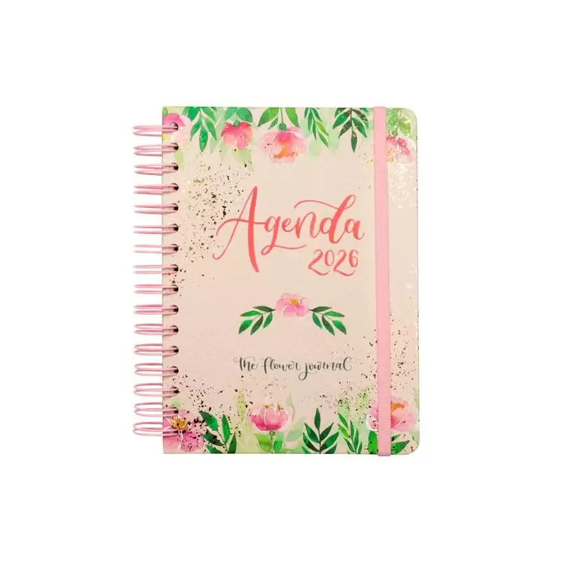 (770320126) FINOCAM AGENDA ESPIRAL THE FLOWER JOURNAL E10-155X212MM 1DP TAPA DURA ROSA 2026