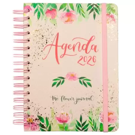 (770320126) FINOCAM AGENDA ESPIRAL THE FLOWER JOURNAL E10-155X212MM 1DP TAPA DURA ROSA 2026
