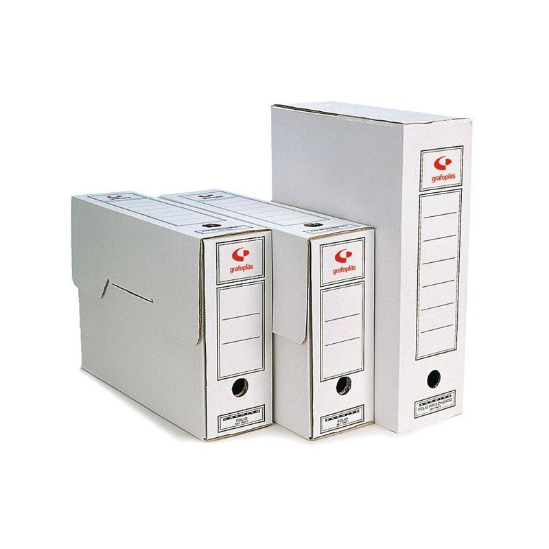 (70907900) GRAFOPLAS CAJA ARCHIVO DEFINITIVO FOLIO PROLONGADO CARTÓN MICROCANAL BLANCO PACK 50 UD