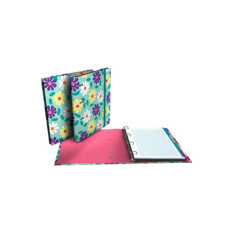 (88102667) GRAFOPLÁS CARPEBOOK ANILLAS 4D35MM RECAMBIO 100H 5X5 EC3.FORRADO DIN-A4 FLOWERS