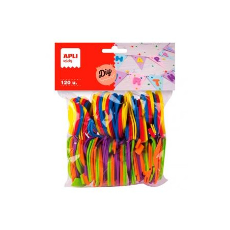 (13075) APLI FORMAS GOMA EVA NÚMEROS 50MM COLORES SURTIDOS -120U-
