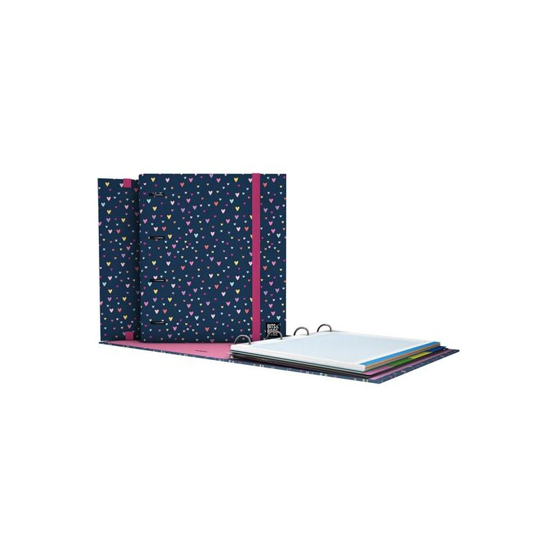 (88122722) GRAFOPLÁS CARPETA ANILLAS MIXTAS 4X35 CARPEBOOK A4 C/RECAMBIO 90H 5X5 90GR CARTÓN FORRADO BITS&BOBS HEARTS