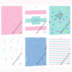 (4792FS-EX) MARIOLA CARPETA C/GOMAS SOLAPAS FOLIO CARTÓN FORRADO PLASTIFICADO DISEÑOS SURTIDAO PASTEL
