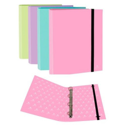 (483R) MARIOLA CARPETA ANILLAS MIXTAS 4X25MM C/GOMA FOLIO CARTÓN FORRADO C/SURTIDOS PASTEL