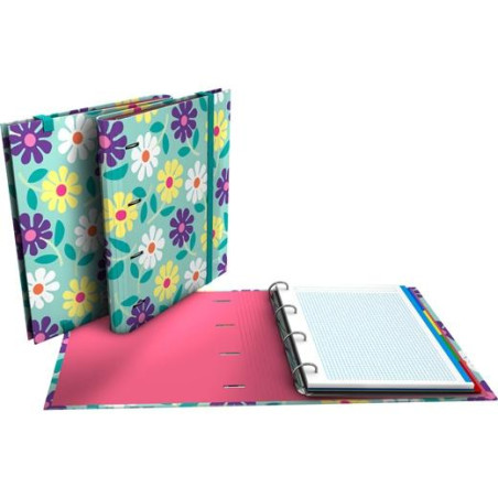 (88102667) GRAFOPLÁS CARPEBOOK ANILLAS 4D35MM RECAMBIO 100H 5X5 EC3.FORRADO DIN-A4 FLOWERS
