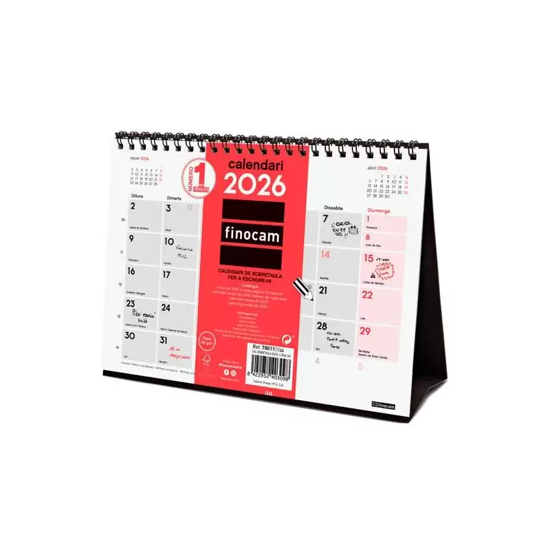 (780110026) FINOCAM CALENDARIO DE SOBREMESA PARA ESCRIBIR S-210X150MM MV NEUTRO 2026 CATALÁN