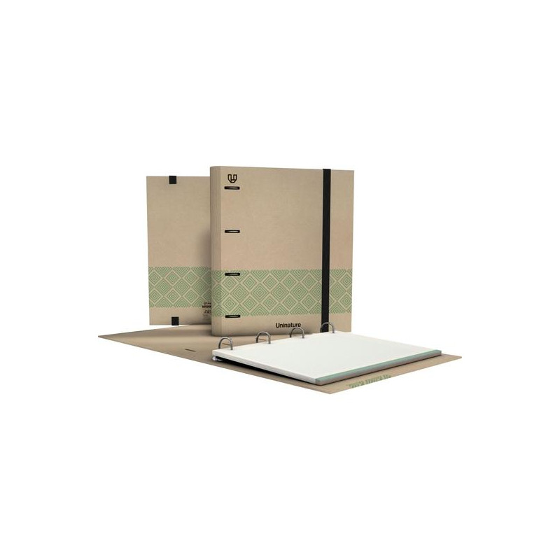 (88103620) GRAFOPLÁS CARPETA ANILLAS MIXTAS 4D35 CARPEBOOK A4 C/RECAMBIO 100H FORRADO UNINATURE VERDE