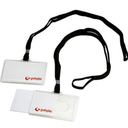 (09073000) GRAFOPLÁS PORTADISTINTIVOS INYECTADO + CORDON NEGRO 65X95MM  PACK -50U-