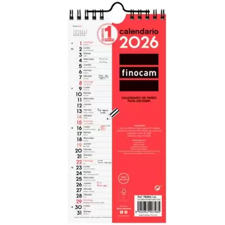 (782060026) FINOCAM CALENDARIO DE PARED PARA ESCRIBIR LARGO S-110X235MM MV NEUTRO 2026