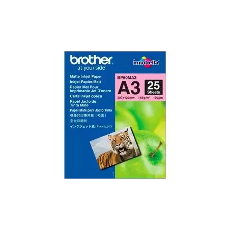 (BP60MA3) BROTHER PAPEL FOTOGRÁFICO A3 145GR INKJET PAQUETE 25H BLANCO MATE