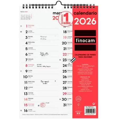 (782100026) FINOCAM CALENDARIO DE PARED PARA ESCRIBIR DOS COLUMNAS M-210X300MM MV NEUTRO 2026