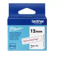 (BTAG132) BROTHER CINTA DOMÉSTICA BTAG ROJO SOBRE TRANSPARENTE - PTN10