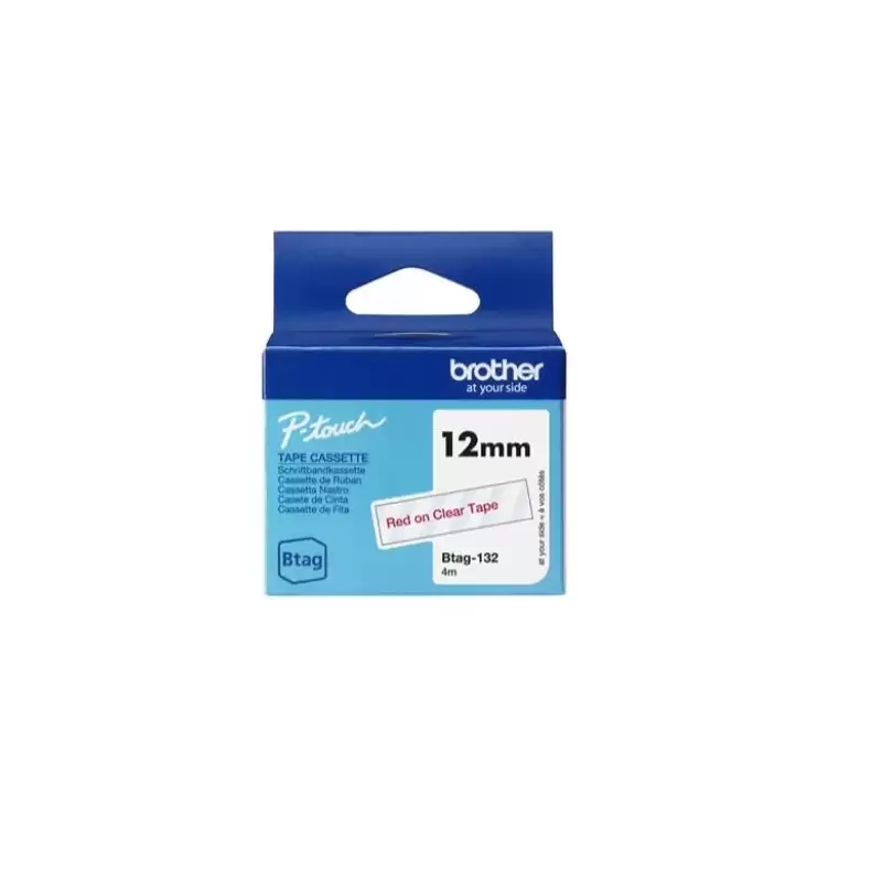 (BTAG132) BROTHER CINTA DOMÉSTICA BTAG ROJO SOBRE TRANSPARENTE - PTN10