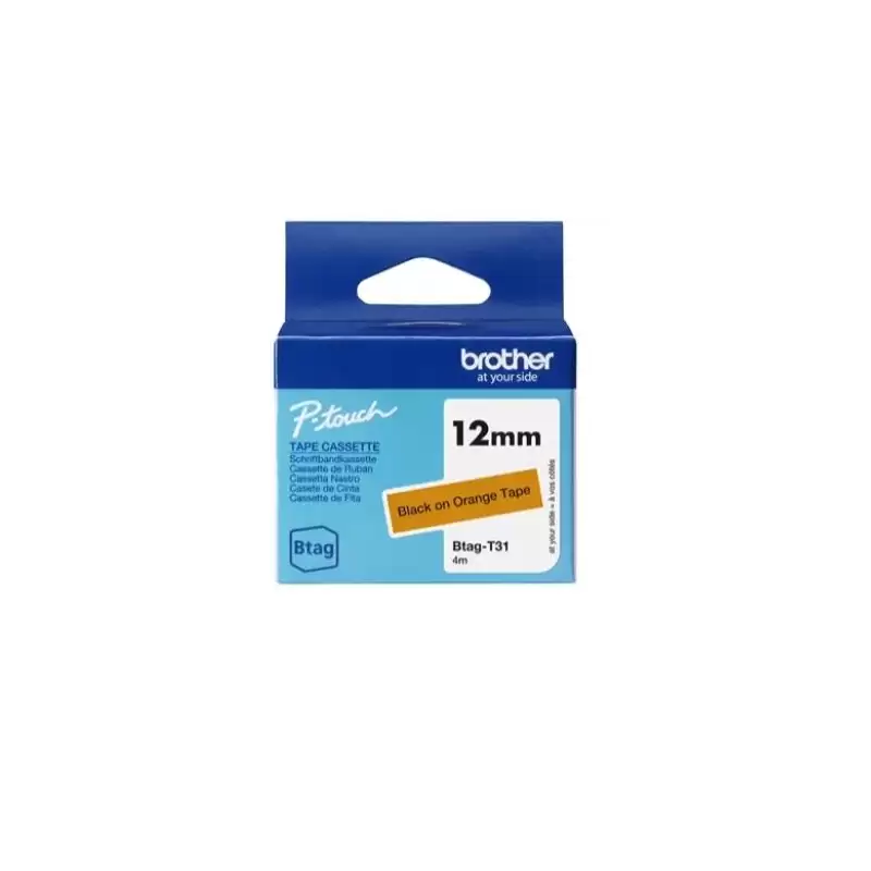 (BTAGT31) BROTHER CINTA DOMÉSTICA BTAG NEGRO SOBRE NARANJA - PTN10
